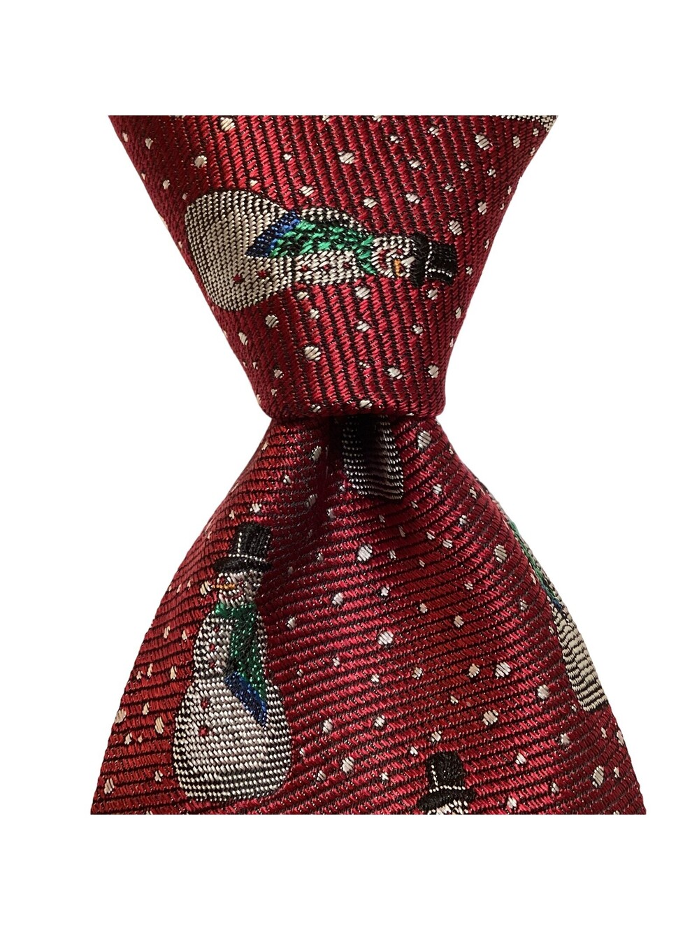Robert Talbott Nordstrom Men's Silk Necktie Designer Snowman Burgundy/Gray NWD
